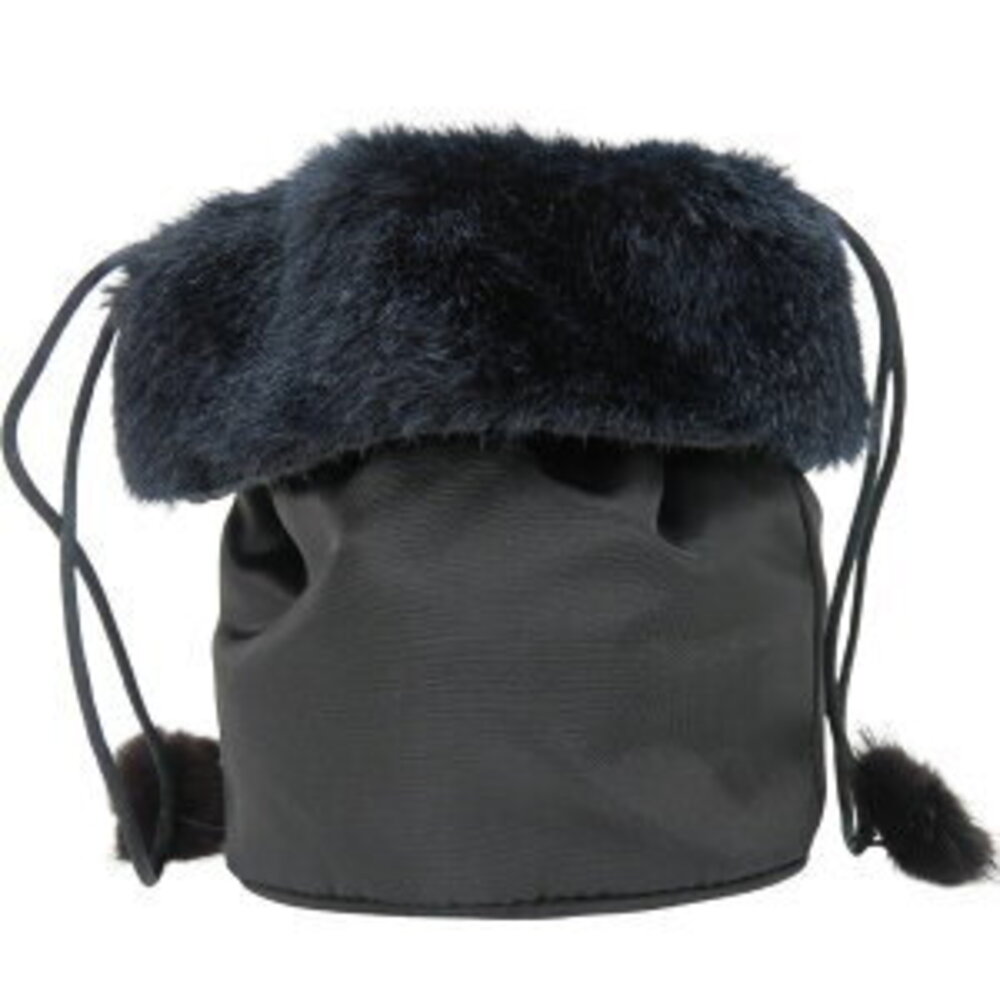Celine Drawstring Pouch Fur Black Logo Circle - Picture 2 of 9